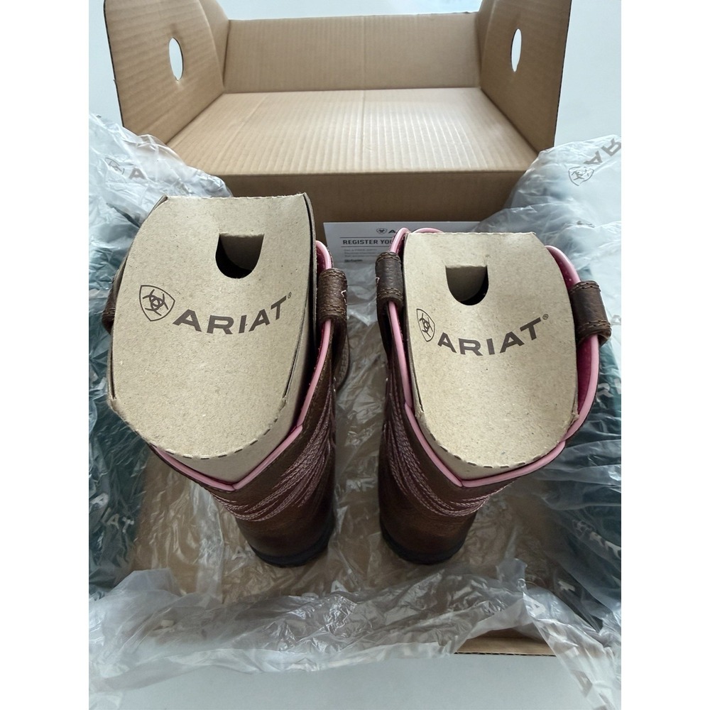 Ariat Firecatcher Y Kids Western Cowboy Boots Rowdy Brown Pink Size 2.5 M EU 33 - Picture 7 of 16